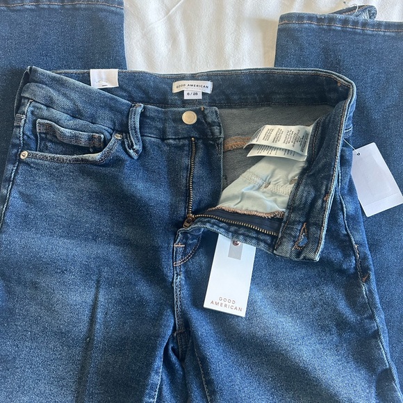 *GOOD AMERICAN Good Legs Straight Indigo Distressed Jean Indigo 6/28 NWT O-26 - Picture 10 of 14